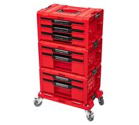 Qbrick System PRO Drawer Workshop Set 3 RED ULTRA HD + 2x Drawer 2 Toolbox + 1x Drawer 3 Toolbox + planche à roulettes