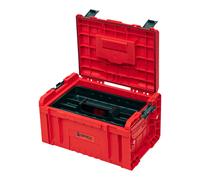 Qbrick System PRO Toolbox 2.0 RED ULTRA HD Custom Mallette à outils 450 x 260 x 240 mm 19 l empilable IP54 avec 3 compartiments et plateau de rangement
