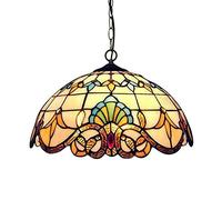 QCLU Lustre De Style Tiffany, Lampe Suspension Rétro Européenne, Abat-Jour en Verre Teinté Rustique, Lampe De Plafond for La Chambre Salon Décoration Éclairage (Size : 20cm)