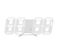 QCSTORE Petite Horloge Murale LED 3D, Minuterie Numérique au Design élégant avec Alarme et Affichage de la Température pour Espace de Travail de Salle de Sport (Mot Rose)