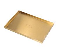 QCSTORE Plateau de Rangement Rectangulaire Moderne pour L'organisation du Maquillage et des Bijoux dans la Chambre à Coucher, Finition Dorée en Acier Inoxydable 30,2x20,2 Cm