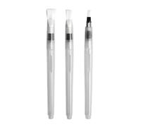 Qcwwy 3 Pcs Stylo Pinceau à Eau Rechargeable, Pointe Plate | Contrôle du Débit par Pression, Tige de Stylo Transparente, pour Peinture, Mélange Aquarelle, Convient aux Artistes Débutants