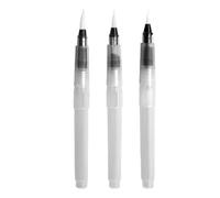 Qcwwy 3 Pinceaux à Eau Rechargeables Aquarelle de 14,7 Cm, Pointe Fine | Peinture Fluide, Corps de Stylo Translucide Facile à Voir, Pointes Assorties pour Mélanger les Couleurs, Convient aux