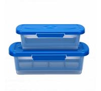 Qcwwy Bol à Paner avec Couvercle, Lot de 2 Bols Réutilisables en PP pour Paner les Ailes de Poulet, le Poisson, les Rondelles D'oignon et les légumes. (BLUE)