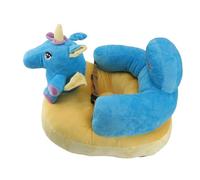 Qcwwy Canapé de Soutien pour bébé, Peluche de qualité Supérieure, Angle Réglable, Base Antidérapante pour Apprendre à S'asseoir, Entraînement avec Fixations Latérales Rabattables (Motif cheval bleu)