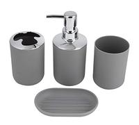 Qcwwy Ensemble D'accessoires de Salle de Bain, 4 Pièces, Tasse de Rangement en Plastique, Tasse de Rinçage, avec Technologie de Galvanoplastie, pour la Décoration de Salle de Bain (GREY)