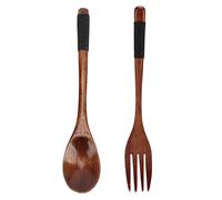 Qcwwy Ensembles de Service Autres Objets de Collection Ensemble de Fourchettes Ustensiles en Bois de Hêtre Poignées Enroulées en Corde de 22,5 Cm pour Mélanger la Dégustation de Soupe Salade