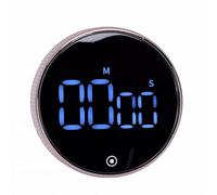 Qcwwy Minuterie de Cuisine Numérique, Compte à Rebours Rond avec Affichage LED, Réveil à Support Magnétique en Acier Inoxydable Haute luminosité, Grand Son, Synchronisation Précise pour (78*29*78mm)