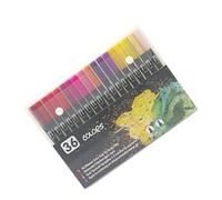 Qcwwy Stylos Marqueurs Fournitures de Bureau Encre à Base d'eau Pointe Fine et Pinceau pour Dessin Coloriage 36 Couleurs Ensemble de Stylos Marqueurs à Double Tête Ensemble de à Double Tête