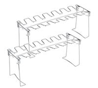 Qcwwy Support de Cuisse de Poulet 2 Pièces, Gril en Acier Inoxydable, 35 | Support de rôtissoire pliant avec plateau d\'égouttement, facile à nettoyer, pour four à fumeur, Camping, grillades dans le