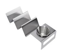 Qcwwy Support de Taco en Acier Inoxydable, Support pour 5 Coquilles (3 | Base antidérapante lestée, construction en acier 18/8, finition antirouille, maintient les tacos à la verticale, plateau