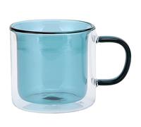 Qcwwy Tasse Cylindrique Transparente Double Couche de 250 Ml, Résistante à la Chaleur, avec Verre Borosilicate Fait à la Main, Idéale pour le Lait, le café et un Usage Domestique (vert