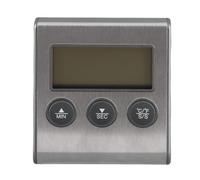 Qcwwy Thermomètre à Viande Numérique, Sonde en Acier Inoxydable, Thermomètre de Cuisson pour Barbecue avec Minuterie et Grand écran LCD, 32F à 482F pour Four à Grill, Steak, Bonbons, Cuisiniers à