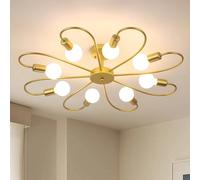 Qcyuui Plafonnier 8 Lumières, Lustre Spoutnik Moderne Doré en Métal