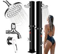 Qdreclod Douche Solaire Exterieure 40L, Douche Solaire Piscine avec Pomme de Douche Rotative et Robinet de Pied, 216cm, Maximum 60°C, sans électrique, pour Camping, Jardin et Piscine Exterieure
