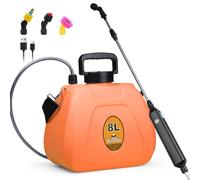 Qdreclod Pulvérisateur Électrique à Dos 8L avec Lance Télescopique et 3 Buses, Batterie Rechargeable 1500mAh - pour Jardin, Désherbage, Nettoyage Toiture, Terrasse et Voitur(Orange)