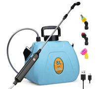 Qdreclod Pulvérisateur Électrique à Dos 8L avec Lance Télescopique et 3 Buses, Batterie Rechargeable 1500mAh - pour Jardin, Désherbage, Nettoyage Toiture, Terrasse et Voitur(Bleu)