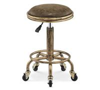 QDZC Tabouret Roulant rétro avec Roues et réglage de Hauteur Boutique A | Coussin de siège souple et large en cuir PU de style industriel pour massage, salon, bar, bureau, coiffeuse