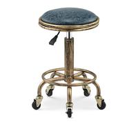QDZC Tabouret Roulant rétro avec Roues et réglage de Hauteur Boutique B | Coussin de siège souple et large en cuir PU de style industriel pour massage, salon, bar, bureau, coiffeuse