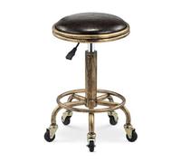QDZC Tabouret Roulant rétro avec Roues et réglage de Hauteur Boutique C | Coussin de siège souple et large en cuir PU de style industriel pour massage, salon, bar, bureau, coiffeuse