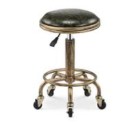 QDZC Tabouret Roulant rétro avec Roues et réglage de Hauteur Boutique D | Coussin de siège souple et large en cuir PU de style industriel pour massage, salon, bar, bureau, coiffeuse
