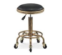 QDZC Tabouret Roulant rétro avec Roues et réglage de Hauteur Boutique E | Coussin de siège souple et large en cuir PU de style industriel pour massage, salon, bar, bureau, coiffeuse