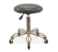 QDZC Tabouret Roulant rétro avec Roues et réglage en Hauteur Boutique Green | Coussin de siège large et souple en cuir PU de style industriel pour massage, salon, bar, bureau, coiffeuse