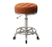QDZC Tabouret Roulant Rond avec Roue à roulement, Repose-Pieds réglable en Hauteur, Tabouret de Boutique pivotant à 360°, Chaise Robuste et Large, Coussin de siège Doux en Cuir PU pour Massage Orange