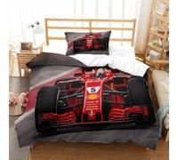 QDZHCPMYK 3D, Imprimé F1 Racing Literie en Microfibre Super Douce Et Respirante Set De Housse De Couette 2 Pièces avec Taies d'oreiller Single（135x200cm）