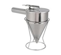 Qectial Entonnoir En Acier Inoxydable Distributeur de Pâte à Crêpes avec Support Outil à Pâtisserie Verseur de Cire Anti-fuite Adapté à La Cuisine Fabrication, Bouche 14 Mm