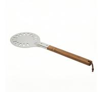 Qectial Pelle à Pizza Perforée Aluminium Anodisé Spatule Plate Tourneur avec Manche en Bois Sécurisé Trous Allongés pour Croûte Croustillante Manipulation de