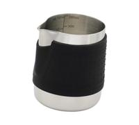 Qectial Pichet à Lait Acier Inoxydable sans Anse Mousseur Expresso avec Bec Verseur Jauge Gravée Latte Art Manchon Silicone Chaleur Adapté pour Baristas Café, 350 ML