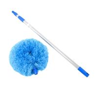 Qectial Plumeau Microfibre Duster Manche Extensible Aluminium Lavable Réutilisable Brosse Télescopique Résistante Suggéré pour Entretien Plafonds Diffic, Bleu Télescopique