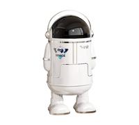 Qectial Poubelle Astronaute Poubelle à Roulettes Bin Réservoir Hermétique Bac à Spatial Fonction Press Adaptée pour Organisation Intérieure Décoration Domicile Hauteur, Blanc Brillant