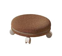 Qectial Tabouret Bas Roulant Pivotant Pouf Rond avec roulettes Universelles Banc Multifonction Sherpa Siège D'Appoint Bas Ergonomique Adapté Bureau Garage Ins, Brun