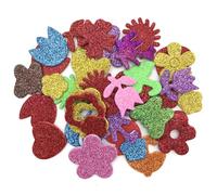 QEDBOJE 70 pièces, 4 motifs (étoiles, cœur, papillons, fleurs), Gommettes Mousse Autocollantes Pailletées, Autocollant Coeur, Heart Stickers, Artisanat DIY Décoration Enfants (Multicolore)