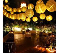Qedertek Guirlande Solaire Extérieure 6M 30 LED Guirlande Lumineuse Lanterne Blanc Chaud avec 2 Modes & IP65 Imperméable Lampe Decorative Idéal pour Jardin d'été, Terrasse, Balcon, Mariage