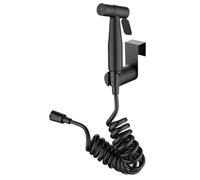 QEENLOCK Kit complet douchette WC en acier inoxydable, pulvérisateur de bidet portable avec crochet pour réservoir d'eau, tuyau télescopique flexible de 150 cm pour salle de bain, toilettes (Noire)