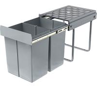 QEENTOE, poubelle encastrable de 40 litres, grand collecteur de déchets pour meuble de cuisine, poubelle coulissante avec 2 bacs de 20 litres, système de tri des déchets avec coulisseaux télescopiques