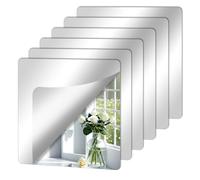 QEEYON 6 PCS Miroir adhesif Mural, 15 x 15 cm Miroir Autocollant, Miroir Mural Adhesif Acrylique pour Salon, Chambre, Salle de Bain, Decoration Murale