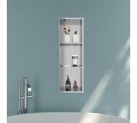 Qeke Niche Douche, Étagère Encastrée Antirouille, 3 Niveaux, 90 CM, Nickel | Acier Inox 304, Étanche, Facile à Nettoyer, Drainage Efficace, Plusieurs Tailles, Grande Capacité, Rangement SDB