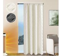 Qelus 1x Rideau Occultants Thermiques Double Couche Isolants Anti Froid&Vent, Rideau d'hiver pour Fenêtre&Porte, 140x245cm, Beige