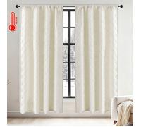 Qelus 2x Rideaux Occultants Thermiques Double Couche Isolants Anti Froid&Vent, Rideaux d'hiver pour Fenêtre&Porte, 140x245cm, Beige