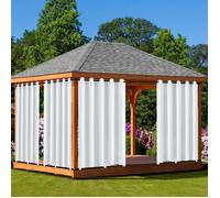 Qelus Lot de 2 Rideaux d'extérieur imperméable à l'eau avec œillets - Occultant Thermiques Blackout - 180x274cm - Blanc