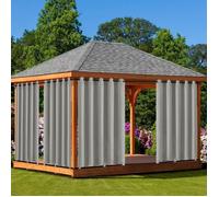 Qelus Lot de 2 Rideaux d'extérieur imperméable à l'eau avec œillets - Occultant Thermiques Blackout - 180x274cm - Gris clair