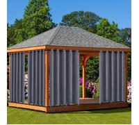 Qelus Lot de 2 Rideaux d'extérieur imperméable à l'eau avec œillets - Occultant Thermiques Blackout - 180x274cm - Gris foncé