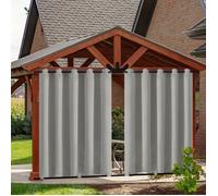 Qelus Lot de 2 Rideaux d'extérieur imperméable à l'eau avec œillets - Occultant Thermiques Blackout - 180x213cm - Gris clair
