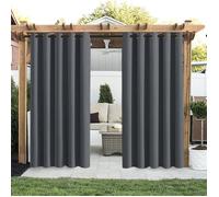 Qelus Lot de 2 Rideaux d'extérieur Imperméables à oeillets - 132x244cm - Gris foncé - Isolation thermique, pour Pergola Terrasse