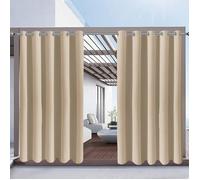 Qelus Lot de 2 Rideaux d'extérieur Imperméables à oeillets - 132x274cm - Beige - Isolation thermique, pour Pergola Terrasse