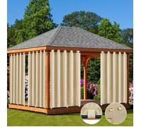 Qelus Rideau d'extérieur imperméable à l'eau avec œillets - Occultant Thermiques Blackout - pour Pergola - 132x244cm - Beige